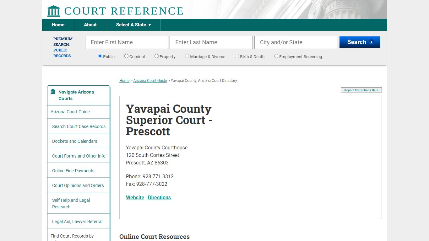 Yavapai County Superior Court - Prescott - CourtReference.com